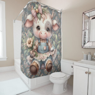 Rideaux De Douche Farmcore Kawaii Calf en Vintage robe florale