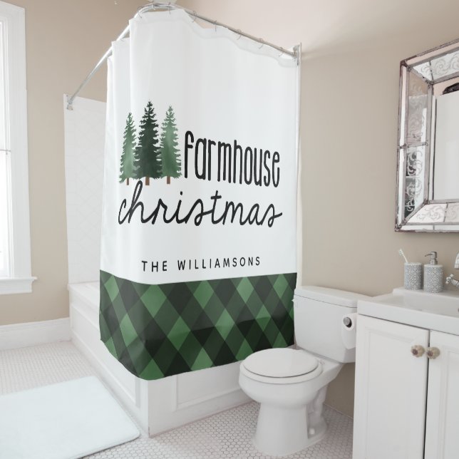Rideaux De Douche Farmhouse Christmas Pays Nom de famille utilisé (En situation)