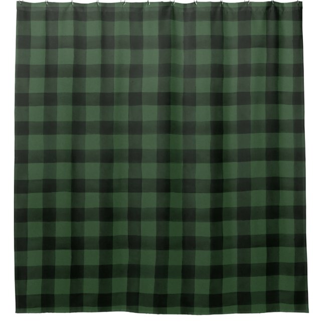 Rideaux De Douche Farmhouse Dark Green Vérification du buffle d'auto (Devant)
