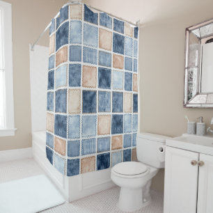 Rideaux De Douche Fausse crème denim bleu jean douche de mariage