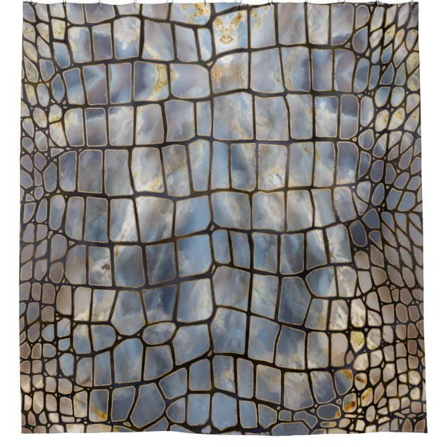 Rideaux De Douche Faux Crocodile texture marbre et or (Devant)