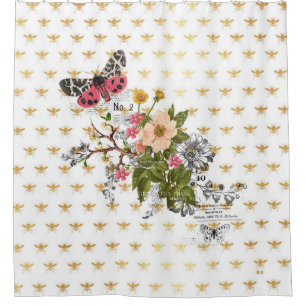Rideaux De Douche faux or, abeilles, floral, lunatique, chic, dandy,