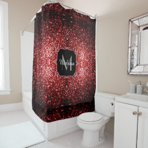 Rideaux De Douche Faux paillettes rouge foncé éclats de glamour mono
