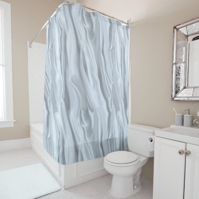 Rideaux De Douche Faux White Silk (En situation)