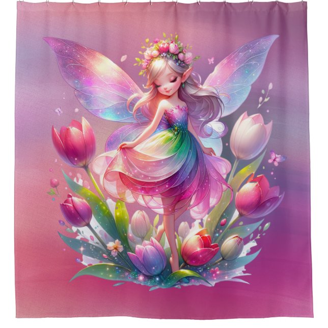 Rideaux De Douche Fée de Tulipe Rose Hot Princess Girls (Devant)