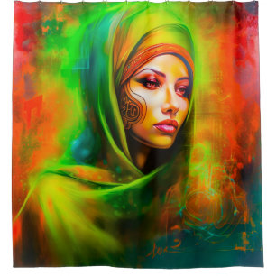 Rideaux De Douche Femme mystique aux couleurs du néon