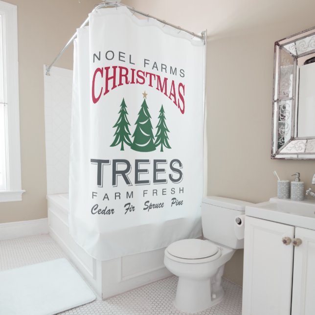 RIDEAUX DE DOUCHE FERME D'ARBRES DE NOËL (En situation)