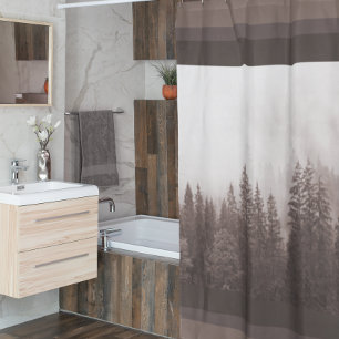 Rideaux De Douche Ferme moderne Cabine Forêt Brown