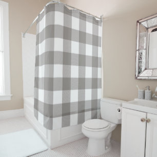 Rideaux De Douche Ferme Rustic Grey & White Buffalo Plaid Carré