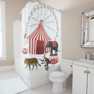 Rideaux De Douche Festival du Carnaval coloré Thème Animaux Big Top