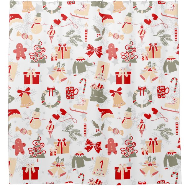 Rideaux De Douche Festive de Noël mignonne (Devant)