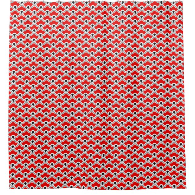 Rideaux De Douche Festons chinois de Deco, rouge, gris, noir et (Devant)