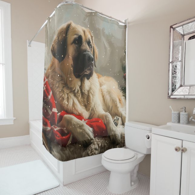 Rideaux De Douche Fête de Noël des Chiens de Berger Anatoliens (En situation)