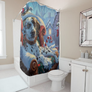 Rideaux De Douche Fête de Noël des Chiens de Dalmatie