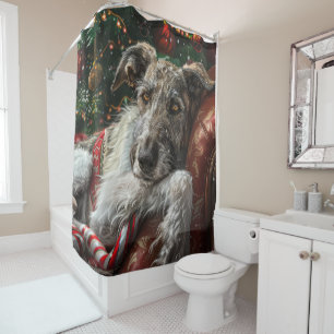 Rideaux De Douche Fête de Noël du loup Hound Dog