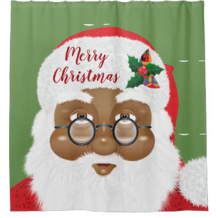 Rideaux De Douche Fête de Noël du Père Noël afro-américain