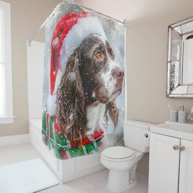 Rideaux De Douche Fête de Noël Springer Spaniel Dog (En situation)