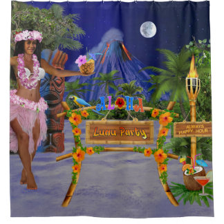 RIDEAUX DE DOUCHE FÊTE LUAU