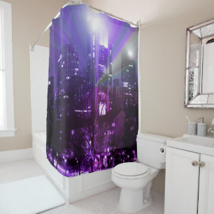 Rideaux De Douche Feu de ville de Francfort-sur-le-Main - violet
