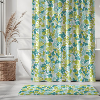 Rideaux De Douche Feuillage Pomme Verte Sarcelle Bleu Aqua