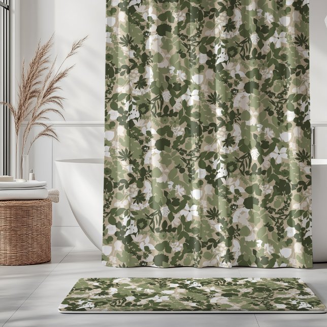 Rideaux De Douche Feuillage Sage Olive Vert Beige Blanc (Créateur téléchargé)