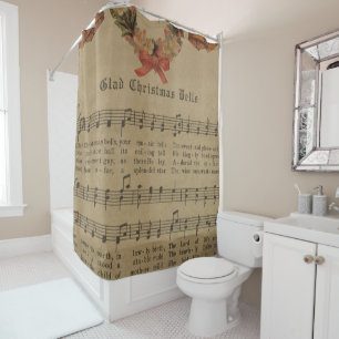 Rideaux De Douche Feuille de musique vintage de chant de Noël
