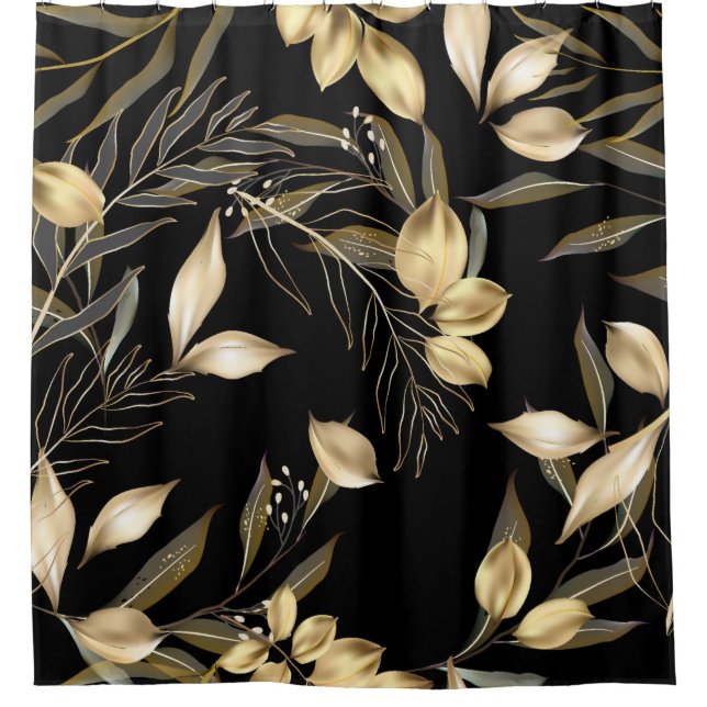 Rideaux De Douche Feuilles Abstraits de ginkgo. Parties scintillant  (Devant)