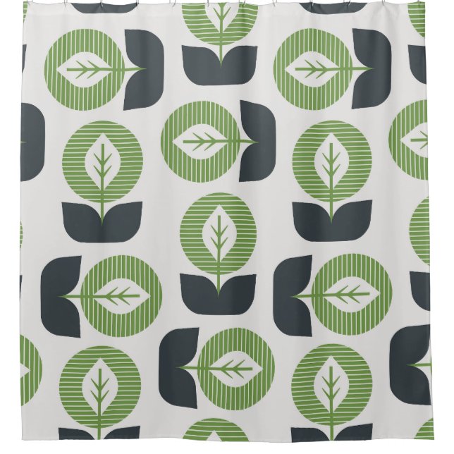 Rideaux De Douche Feuilles Abstraits rétro : Style Vintage sans fail (Devant)