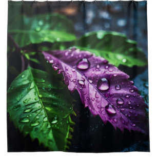 Rideaux De Douche "Feuilles baisés par la pluie : la palette de la n