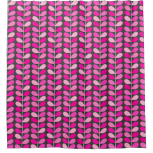 Rideaux De Douche Feuilles danois du milieu du siècle, Fuchsia rose 