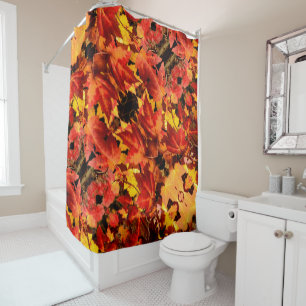 Rideaux De Douche Feuilles d'automne colorées, feuille d'érable roug