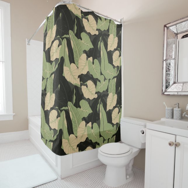 Rideaux De Douche Feuilles de la jungle tropicale (En situation)
