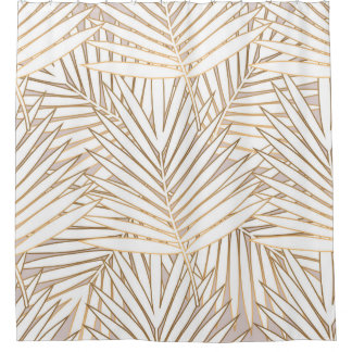 Rideaux De Douche Feuilles de palmiers dorés : art déco.