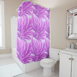Rideaux De Douche Feuilles Tropical Pink Palm Tree