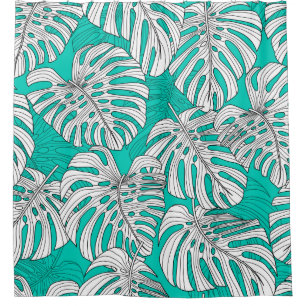 Rideaux De Douche Feuilles tropicaux, feuilles jungle sans soudure v