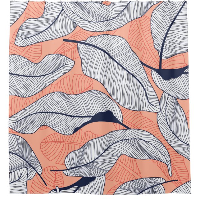 Rideaux De Douche Feuilles tropicaux, feuilles jungle sans soudure v (Devant)