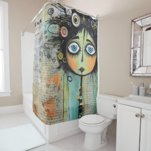 Rideaux De Douche Fille de l'art du collage 8