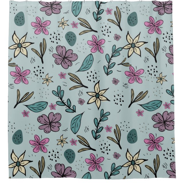 Rideaux De Douche Fille Fleur Art Nouveau Design Floral Aesthétique  (Devant)