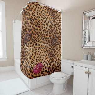 Rideaux De Douche Fille Glam Leopard Hugs & Kisses Lips