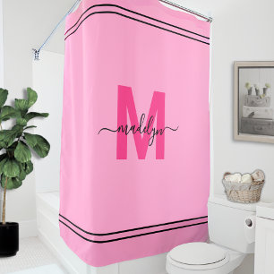 Rideaux De Douche Fille rose Personnalisé Nom Élégant Monogramme