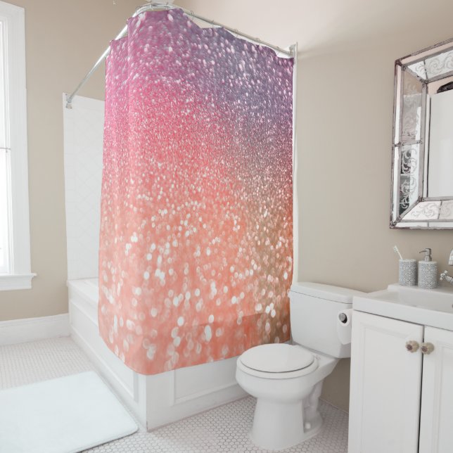 Rideaux De Douche Fille Trend Rose Gold Blush Parties scintillant (En situation)
