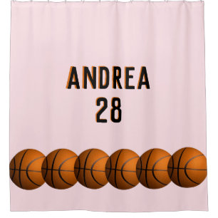 Rideaux De Douche Filles Basketball Nom et numéro