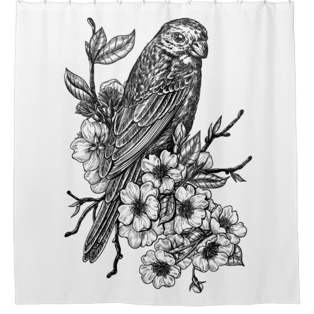 Rideaux De Douche Finition sur branche cerise (Devant)