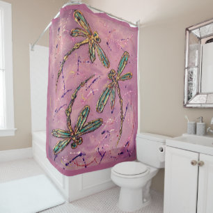 Rideaux De Douche Fizz rose libellule