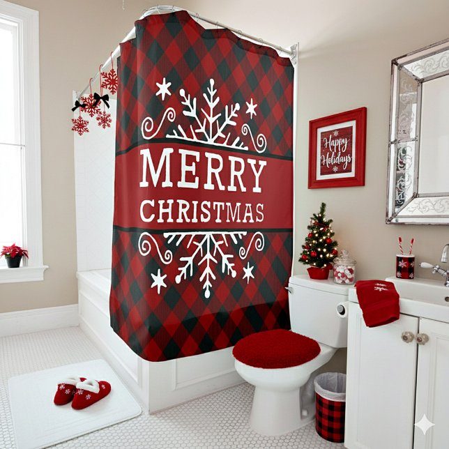 Rideaux De Douche Flacon de neige Plaid Joyeux Noël (Créateur téléchargé)