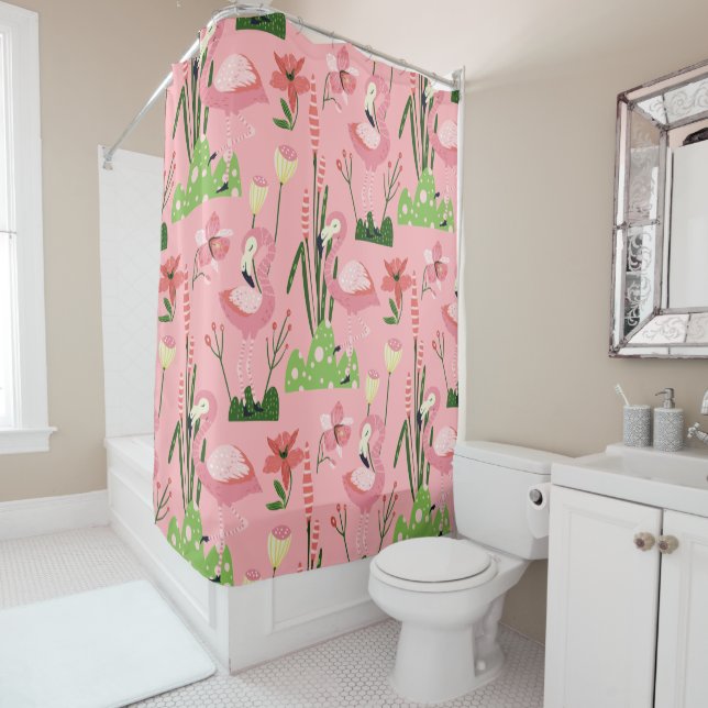 Rideaux De Douche Flamant rose Collection été Un design 4 (En situation)