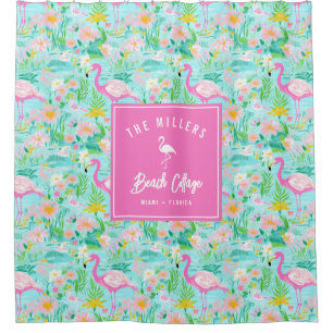 Rideaux De Douche Flamant rose d'été de Preppy   Maison de plage