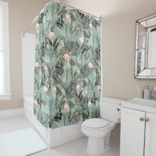 Rideaux De Douche Flamant rose Orchidée Tropical Motif Sage ID868