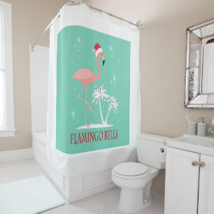 RIDEAUX DE DOUCHE FLAMANT ROSE RETRO NOËL VINTAGE MODERNE
