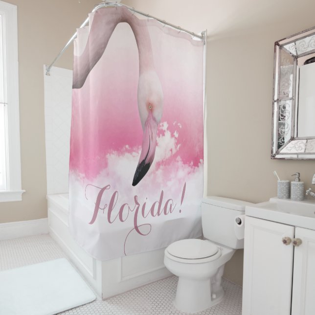 Rideaux De Douche Flamant rose rose de Floride (En situation)